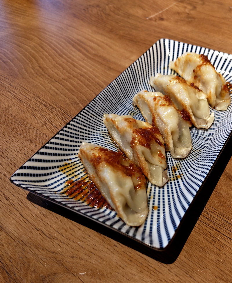 Chicken gyoza. Gyoza dumplings made with chicken meat.