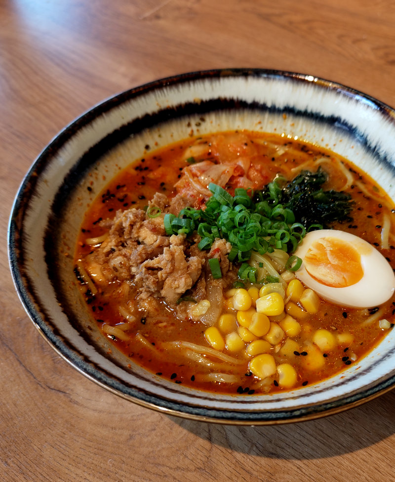 Taka's take on Tan Tan Men, spicy ramen with a sesame base.